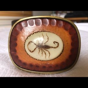 Vintage one of a kind Scorpion leather belt buckle